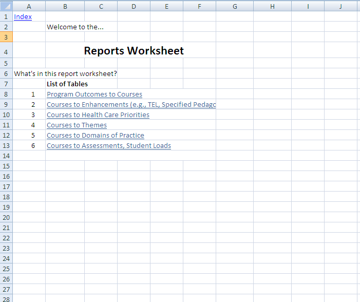 Screen capture: Reports page