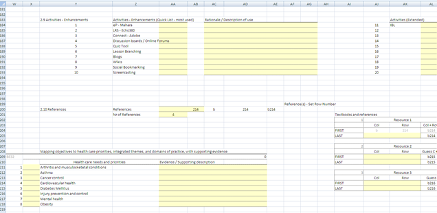 Screen capture: Template page, Additional data entry area